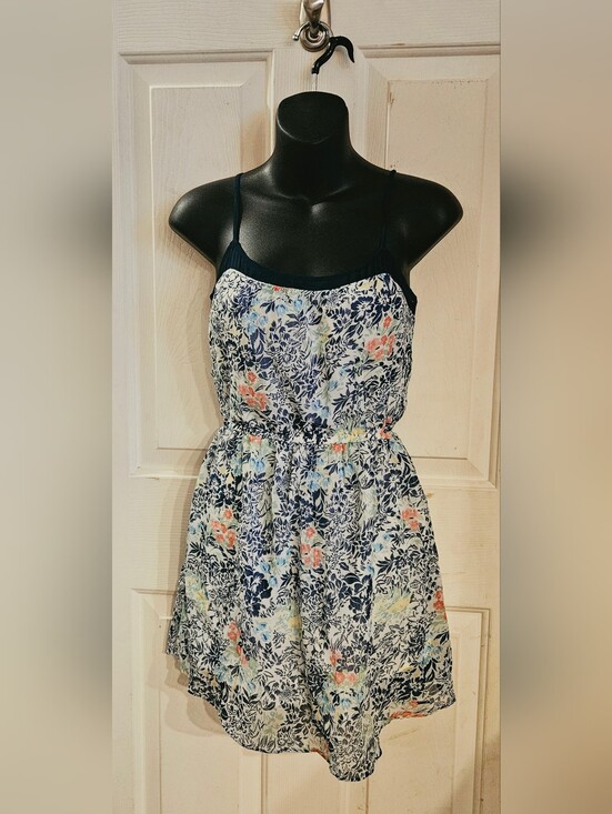 Hollister Dresses & Skirts - Hollister Navy-Trim Floral Mini Dress with Multicolor Blooms